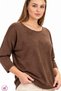 Women's Brown Boat Neck Star Openwork Lycra 100% Cotton Yarn Thin Knitwear Blouse