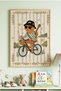 1 Piece Real Wood Framed Painting of a Guitarist Cat Concept - Wooden Painting for Kids and Baby Room and Home Decoration