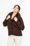 Women's Winter Brown Bellisse Fur Collar Knitwear Cardigan 26503
