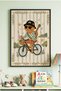 1 Piece Black Wooden Framed Guitarist Cat Concept Wooden Painting - Children's and Baby's Room and Home Decoration Painting