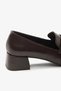 Brown Genuine Leather Buckle-Strapped Thick Heeled Women's Loafer Shoes - 5