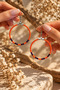 Handmade Orange Purple Beaded Hoop Earrings |   Bohemian Design Colorful Women's Earrings