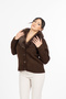 Women's Winter Brown Bellisse Fur Collar Knitwear Cardigan 26503 - 6