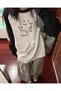 Cute Animal Design Raglan Long Sleeve Printed White T-Shirt