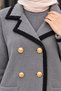 Women's Contrast Striped Double-Breasted Collar Hijab Knitwear Set - 2