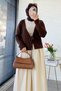 Premium Knitted Patterned Front-Tie Short Knitwear - Bitter Brown - 2