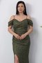 Double-Breasted Collar Slit Evening Dress 41070 - 2