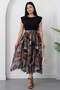 Crew Neck Skirt Chiffon Belted Dress Grs3867 - 2