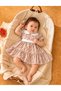 Baby Girl Special Design Patterned Ruffle Collar Tulle Dress & Booties Set - 2