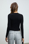 Grigros Women's Stretchy Fabric Slim Fit Long Sleeve Black T-Shirt - 6