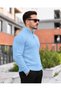 Men's Half Zipper Stand Collar B.Blue Knitwear Sweater - 3