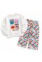 Girl's Happy Days Printed Sweatshirt and Colorful Checkered Wide-Leg Pants 2-Piece Set - 3