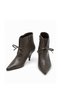 Genuine Leather Pointed Toe Zippered Women's Boots 165 Brown - 5
