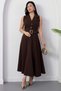 Shirt collar buttoned belted dress 2025-4244 - 4