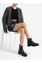 Artı-Artı001/Fl-1010 Genuine Leather Women's Daily Zippered Black Boots - 6