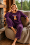 Velvet Plum Bear Printed Crew Neck Plus Size Women's Pajama Set