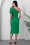 One-Shoulder Stone-Embellished Buttoned Chest Beaded Dress 22153 - 8