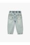 Loose Fit Cotton Barrel Jean Pants with Pockets and Frayed Detailing - 2