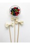 Cream Polka Dot Bow Tie Long Toothpick 10 Pieces 16 cm