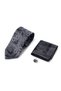 Gray Tie Handkerchief and Lapel Badge Set of 3