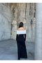 Women's Madonna / Off Shoulder Contrast Color Slit Long Evening Dress