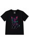 Neon Neko Cyberpunk Kitten Japanese Anime Techwear Front & Back Print Kids Graphic T-Shirt - 2