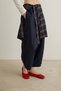 Julia Elastic Waist Navy Blue Barrel Pants with Stitching Detail - 7