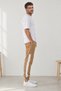 Men's Jogger Sweatpants with Side Stripes, Stitching Detail, and Pockets, Camel