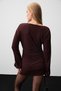 Leesya Women's Buckled Sleeves Draped Gathered Mini Brown Dress - 6