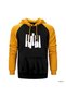 Piano Keys Yellow Double Color Raglan Sleeve Hooded Sweatshirt