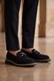 Women's Black Suede Loafer with Stone Detail, Stylish Comfortable Sole, Special Day and Night Casual Shoes 457320 - 2