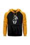 Hayko Cepkin New Logo White Yellow Double Color Raglan Sleeve Hooded Sweatshirt