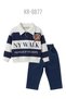 Boys' Navy Blue and White Striped Polo Collar Sweatshirt and Blue Jean Pants 2-Piece Set – Ny Walk Printed - 5