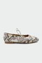 Solix Snake Patterned Tie-Up Women's White Ballerinas