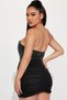 Black Tulle Draped Mini Corset-Look Leather Nightgown - 2