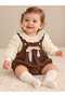 Baby Girl Corduroy Scallop Collar Blouse Romper Set - 2