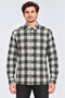 Men's plaid checkered batik washed fleece long sleeve regular fit lumberjack shirt - gray - 4