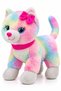 Rainbow Colored Plush Cat Toy – Cute Colorful Cat with Pink Bow