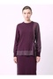 Crew Neck Silk Tunic with Kupra Garnish and Tie Detail and Pencil Skirt Mercerized Fabric Two-Piece Set - 4