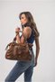 Women's Vintage Washed Leather Look Knitted Detailed Zippered Large Size Shoulder and Shoulder Bag Camel 18380 - 3