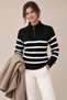 Women's (Striped) Half-Zipper High-Neck Slim Knit Sweater Kpln - 2