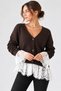 Women's Skirt with Lace Sleeves Wool Knitwear Cardigan