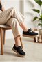 Women's Suede Look Moccasin Casual Shoes with Bead Accessories and Thick Sole