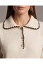 Women's Polo Collar Buttoned Contrast Ribbed Soft Textured Knitwear Sweater - 3