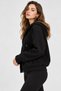 Women's Zippered Hooded Oversize Sweatshirt Cardigan with Pockets 27701 - Black - 3