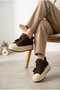 Women's Fur Lined Suede Look Thick Sole Sneaker Winter Shoes with Tassel Accessories