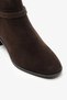 Brown Suede Genuine Leather Buckle Thick Heeled Women's Boots - 3