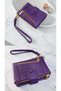 Purple Wallet - Italian Design Women's Wrist Strap Wallet with Zipper and Snap Fasteners and Card Holders