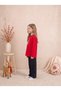 Girls & Baby Interlock Teddy Bear Printed Flat Leg Long Sleeve Pajama Set Red - 2