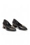 Women's Black Thick Short Heeled Classic Heeled Evening Dress Shoes with Stone Detail 584127 - 4